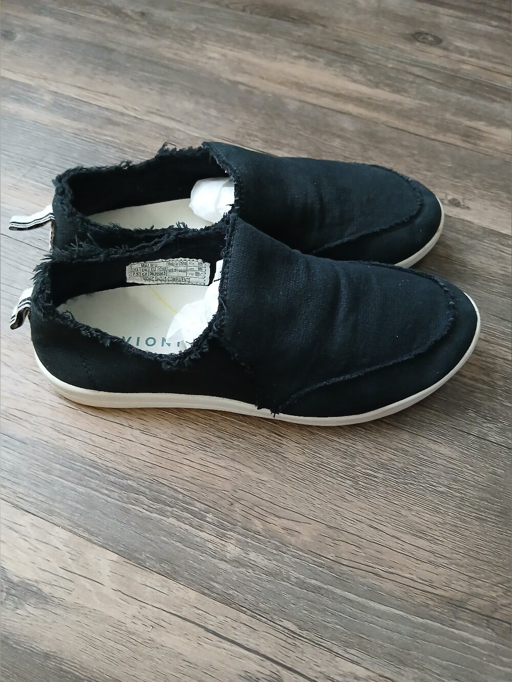 Vionic Black Frayed Canvas Slip-On Loafers